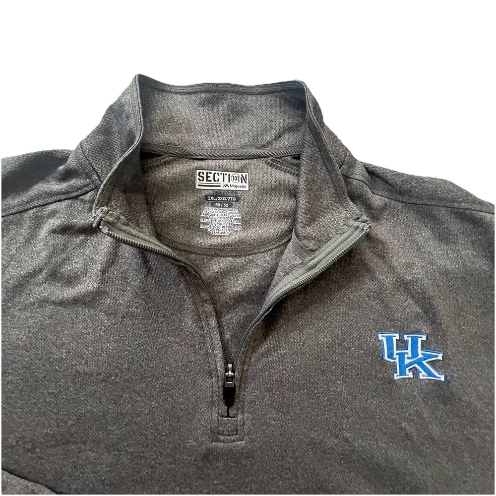 Kentucky Wildcats Pullover Mens Large Gray NCAA Basketball 1/4 Zip (158)